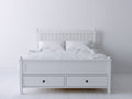 Camas dobles de madera 200x160x110 cm - blanco - 2 cajones integrados - estilo nórdico para dormitorio