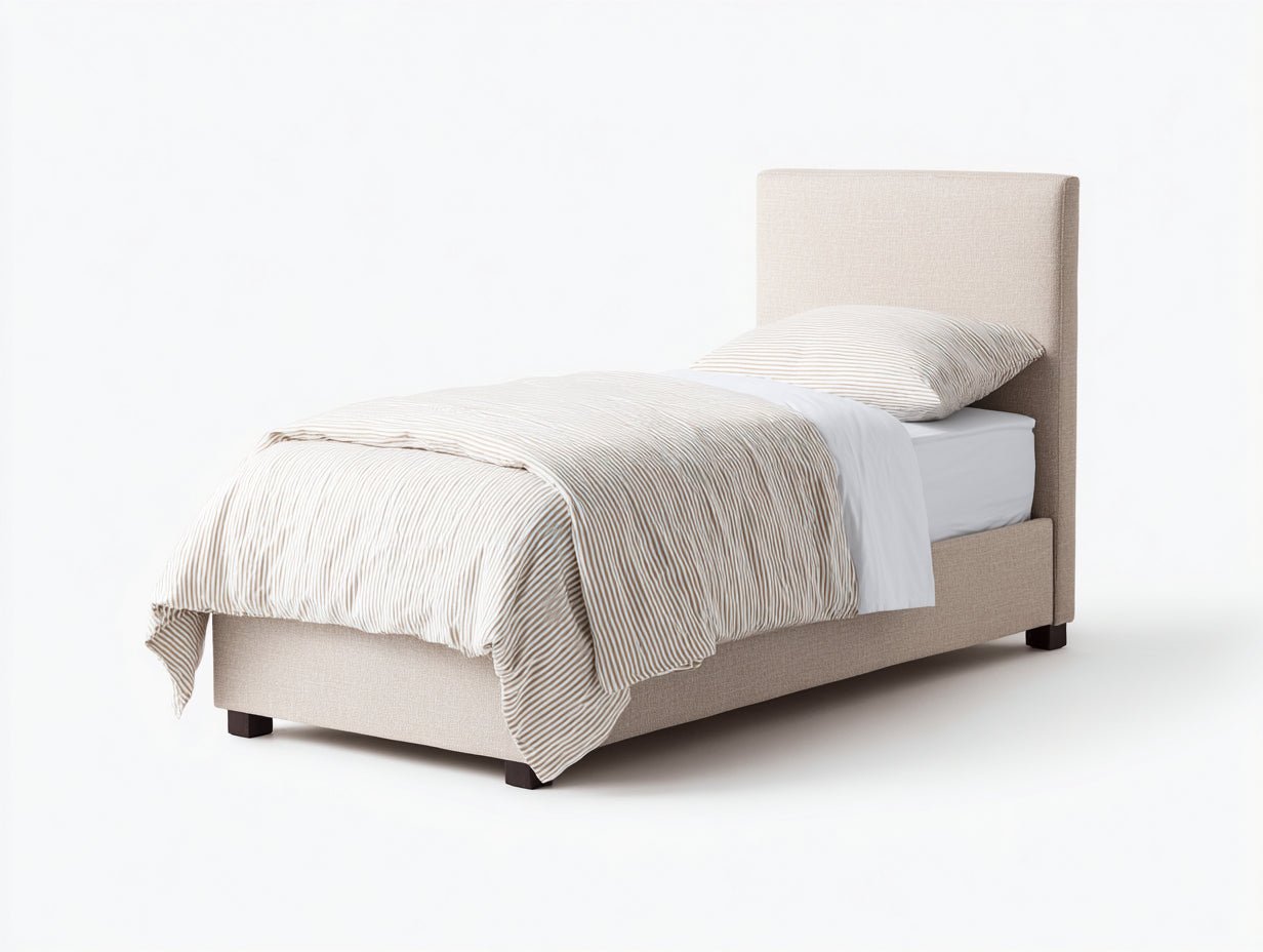 Camas individuales tapizadas 204 x 103 x 110 cm - beige - estilo moderno para dormitorio