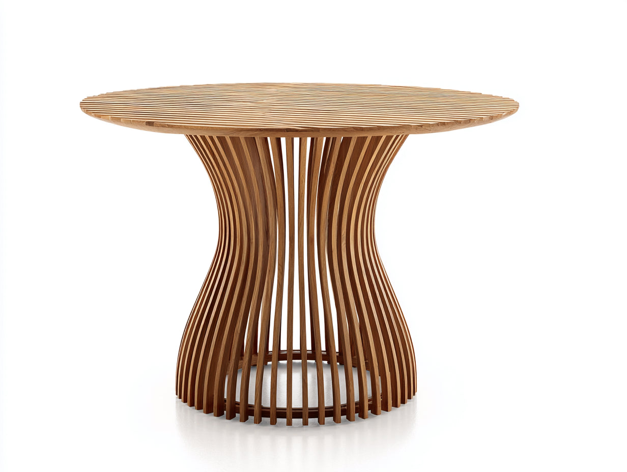 Mesa de jardín Madera 120x120x78 cm - Natural - Diseño escultórico