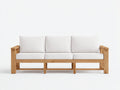 Sofás de exterior de madera 225x82x80 cm - madera natural-blanco - para jardín - diseño moderno