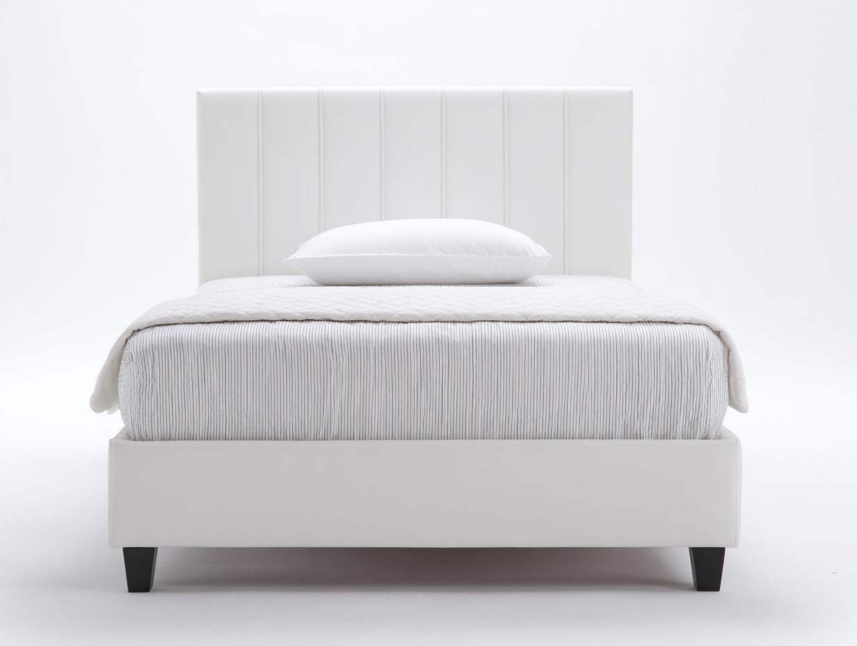 Camas dobles tapizadas 200x160x105 cm - blanco - cabecero acolchado - estilo moderno para dormitorio