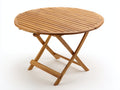 Mesas de jardín de madera 120x120x75 cm - madera natural - plegable - diseño redondo