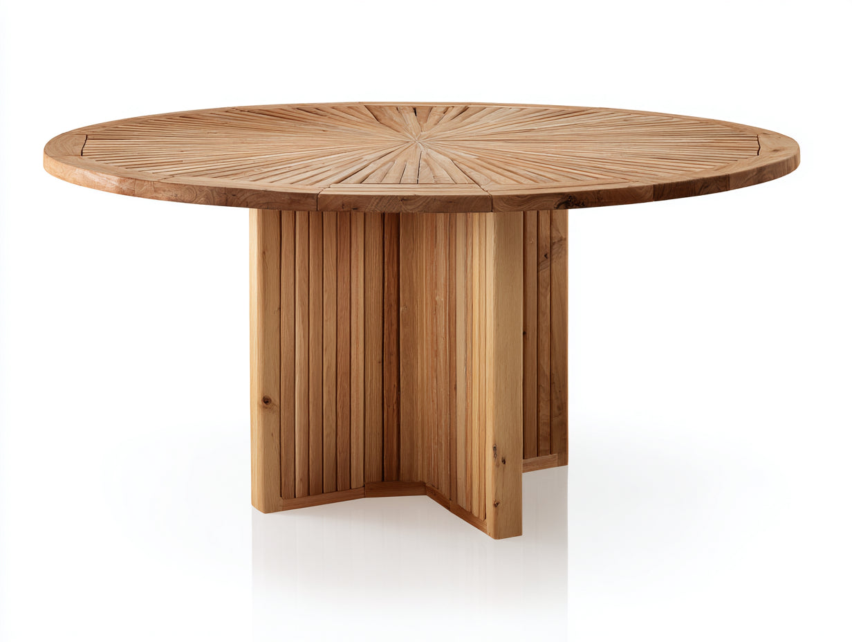 Mesas de jardín de madera 120x120x76 cm - madera natural - diseño redondo