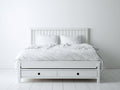Camas dobles de madera 200x160x110 cm - blanco - con almacenaje