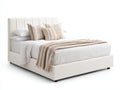 Camas dobles tapizada 205x165x110 cm - tela beige para dormitorio - diseño moderno