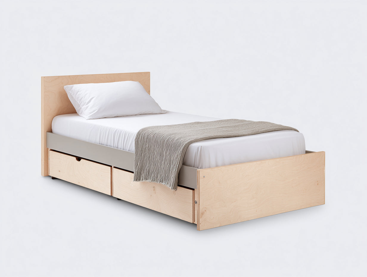 Camas individuales de madera 206 x 104 x 96 cm - natural - con almacenaje para dormitorio