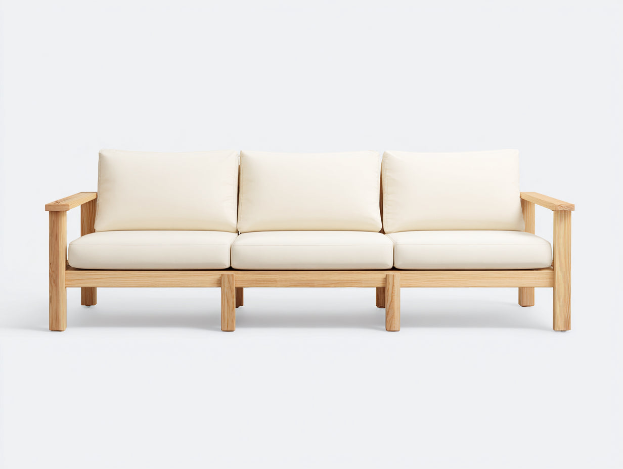 Sofás de exterior de madera 230x82x76 cm - madera y beige - diseño moderno