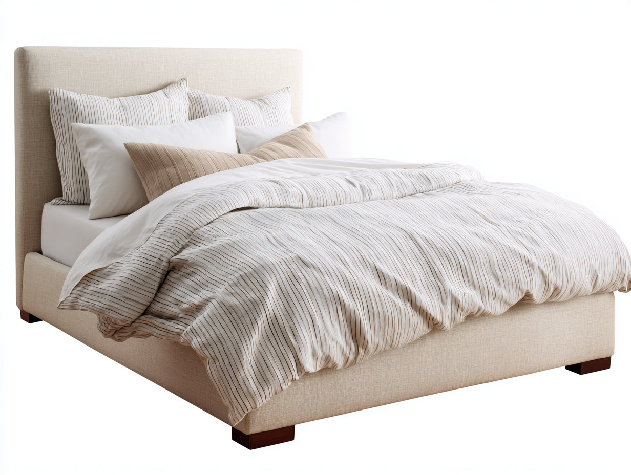 Camas dobles tapizadas 200x160x105 cm - beige - diseño moderno