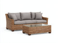 Sofás de exterior de ratán 220x85x82 cm - natural-gris - con mesa de centro - diseño para jardín