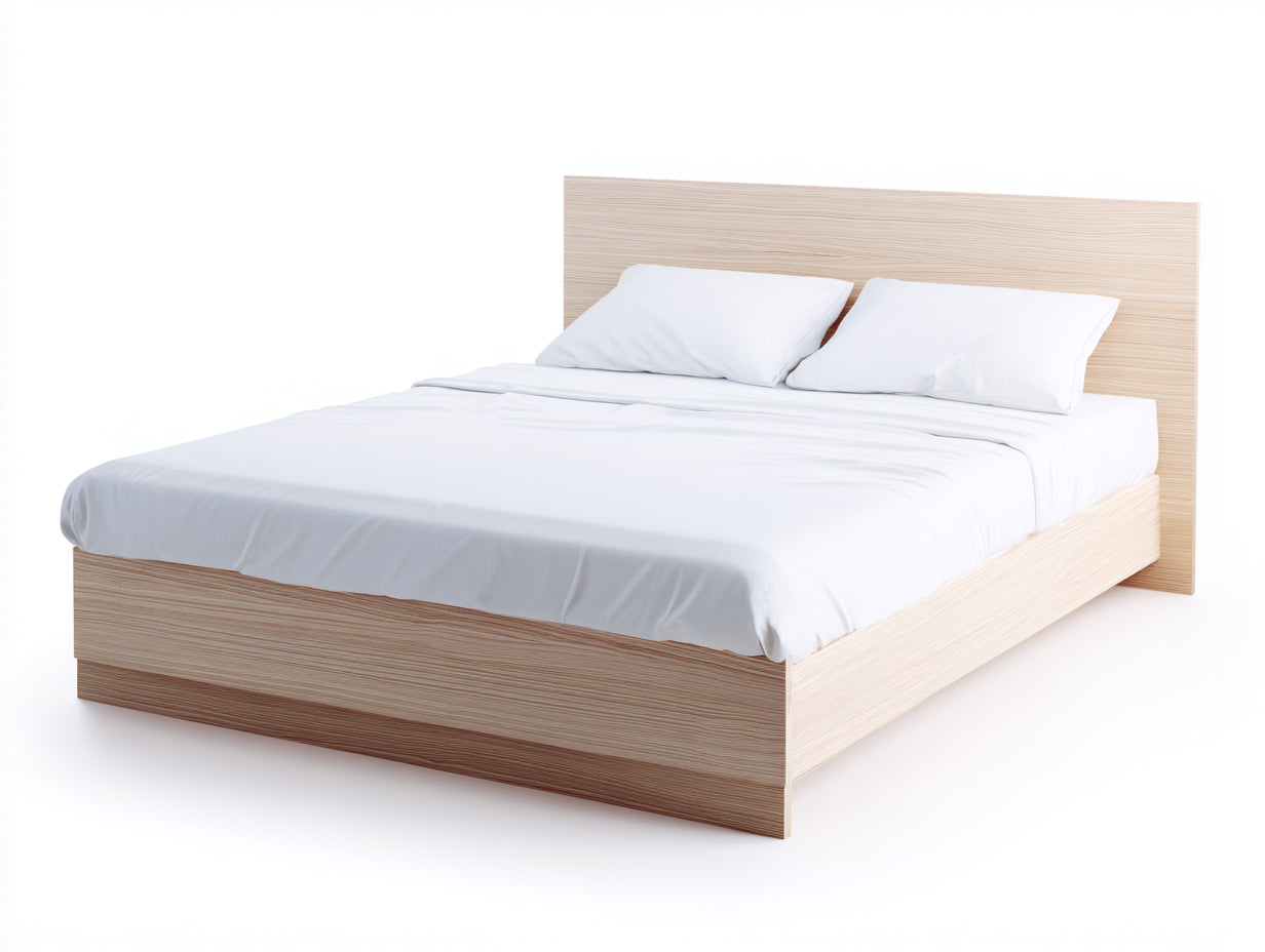 Camas dobles de madera 205x165x95 cm - acabado natural para dormitorio - diseño moderno