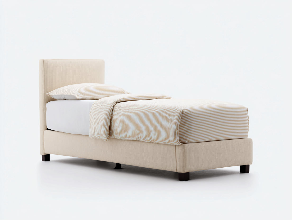 Camas individuales tapizadas 205x100x105 cm - beige - para dormitorio - diseño moderno