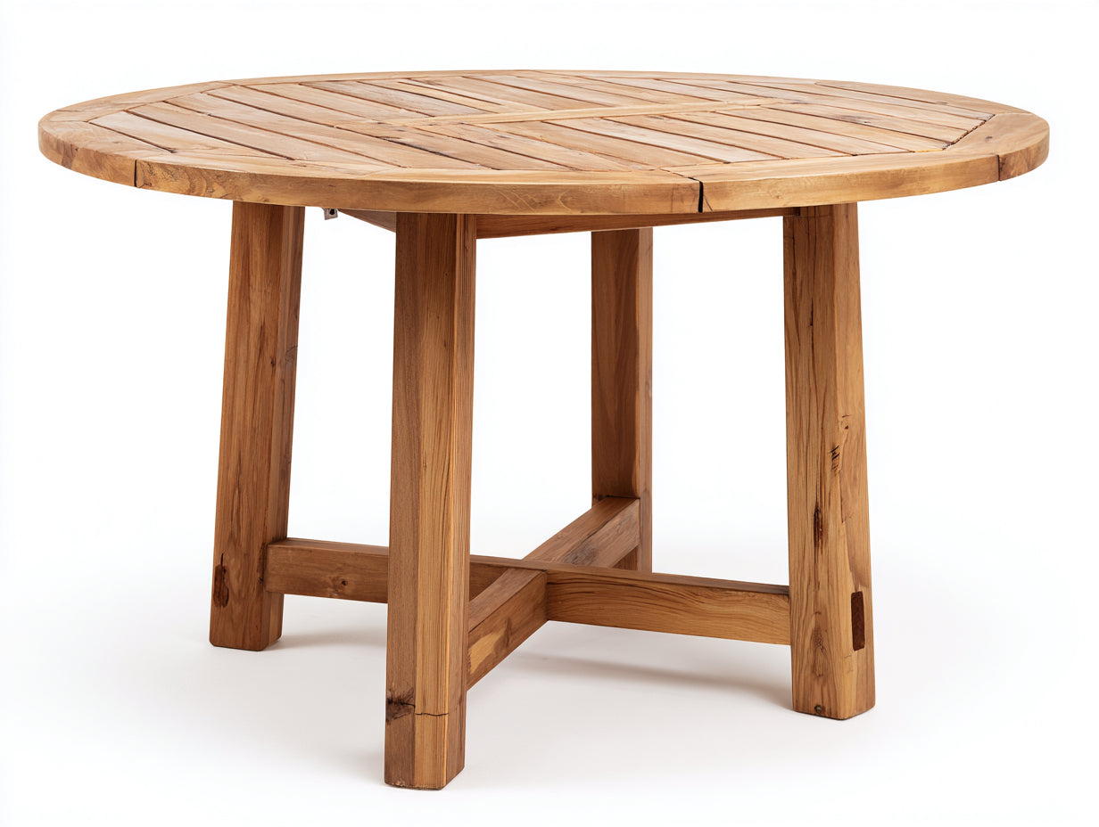 Mesas de jardín de madera 120x120x76 cm - madera natural - tablero redondo