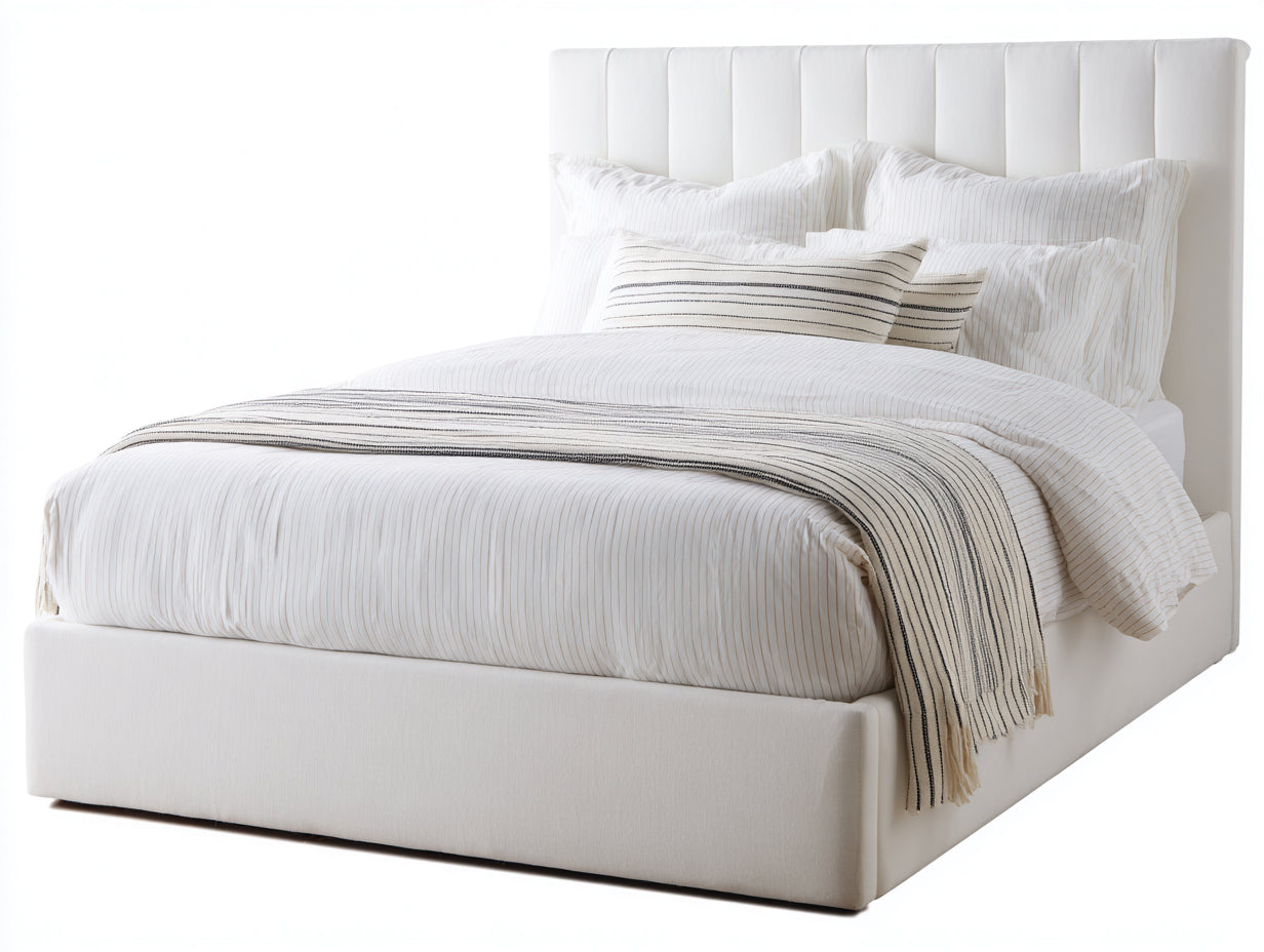 Camas dobles tapizadas 210 x 170 x 115 cm - blanco - estilo moderno para dormitorio