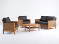 Sofás de exterior Ratán sintético 280x210x78 cm - Natural-Gris - Con mesa de centro