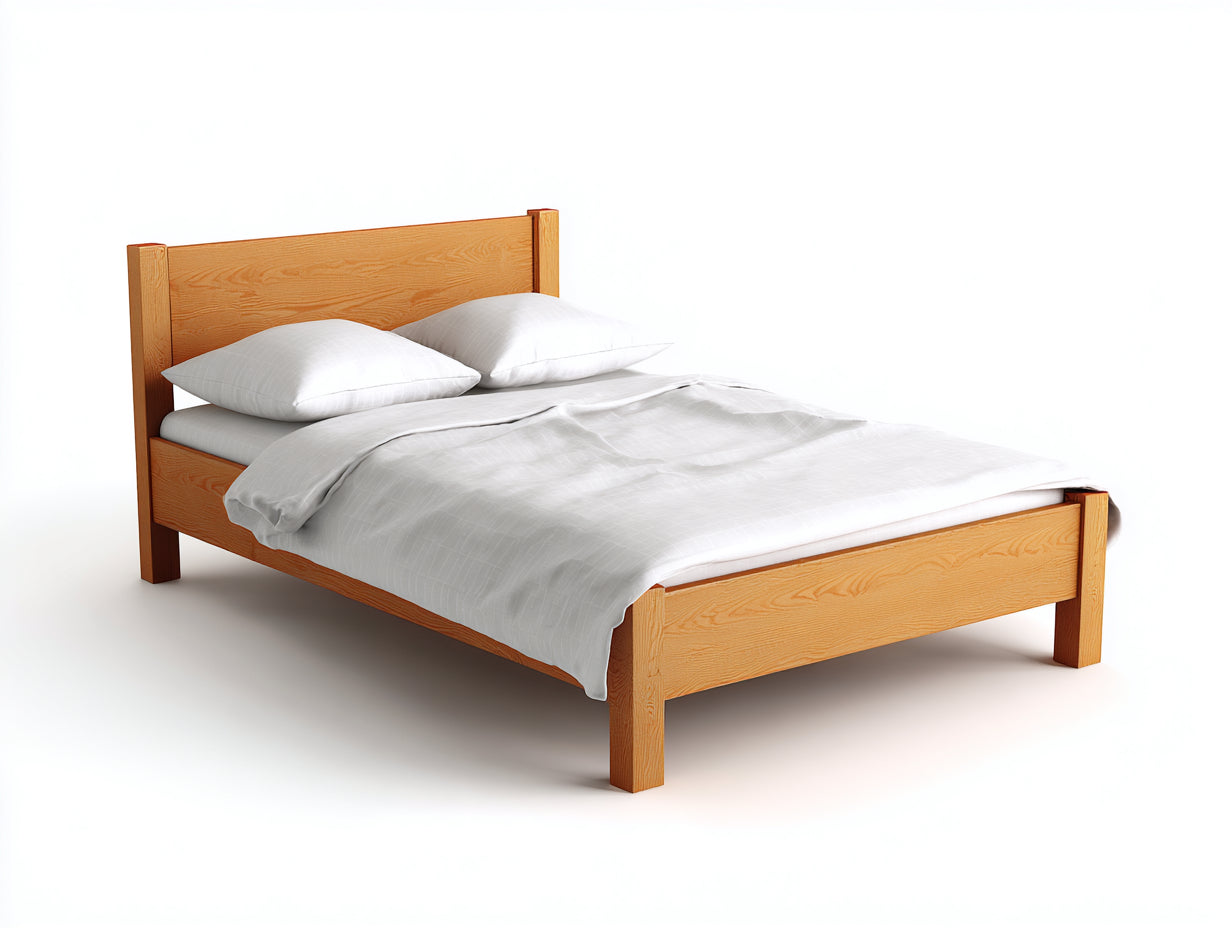 Cama doble Madera maciza 200x140x105 cm - Natural - Diseño clásico