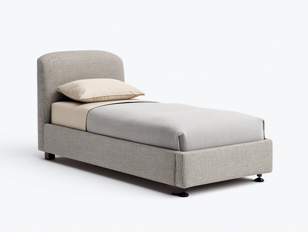 Camas individuales tapizadas 200x90x100 cm - gris y beige - diseño moderno