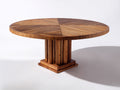 Mesas de jardín de madera 140x140x76 cm - madera natural - tablero redondo - base central