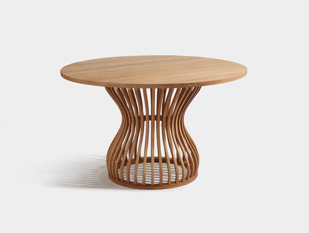 Mesa de jardín Madera 130x130x76 cm - Natural - Diseño orgánico