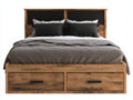 Camas dobles de madera 200x160x115 cm - marrón-negro - 2 cajones integrados - estilo industrial para dormitorio