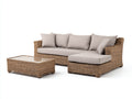 Sofás de exterior de ratán sintético 245 x 165 x 82 cm - natural - con mesa auxiliar para jardín