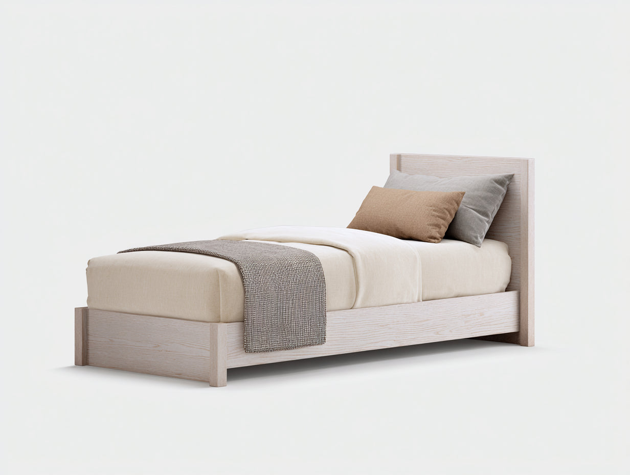 Cama individual Madera maciza 200x100x105 cm - Roble claro - Diseño minimalista