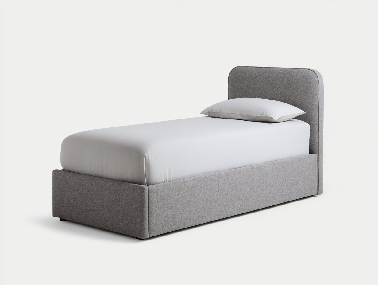 Camas individuales tapizadas 203 x 102 x 98 cm - gris - estilo moderno para dormitorio