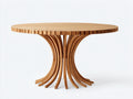 Mesas de jardín de madera 115x115x75 cm - madera natural - base curva
